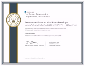 CertificateOfCompletion Become an Advanced WordPress Developer